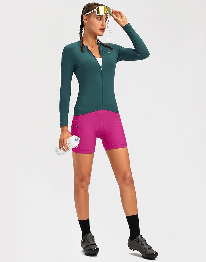 Women's 4D Padded Bike Shorts 5"/7" Riding Underwear Cycling Bicycle Road Biking Cycle Shorts for Women Zipper Pockets