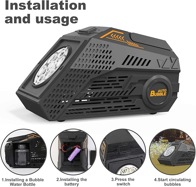 2-Pack Bubble Machine,Automatic Bubble Blower with 4 Rechargeable Batteries 20000+ Big Bubbles Per Minute Toys for Kids Summer Outdoor Birthday Wedding Party(Black+Black)