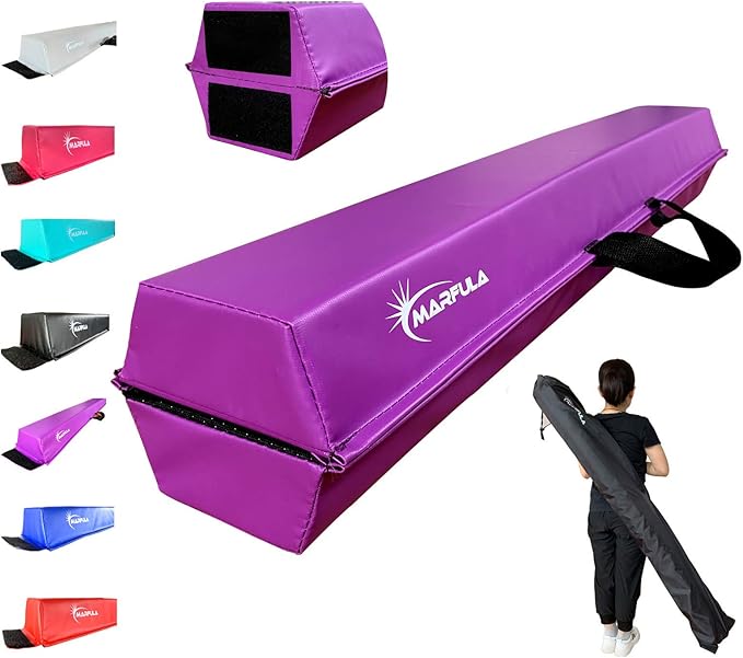 Balance Beam - Folding Floor Gymnastics Equipment for Kids, Non Slip Base - 6 FT to 10 FT for Home Gym Use