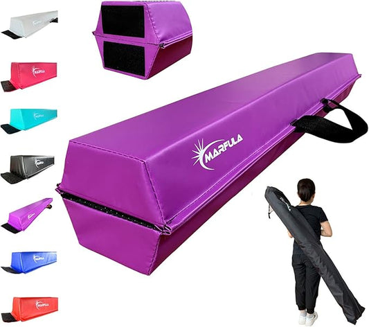 Balance Beam - Folding Floor Gymnastics Equipment for Kids, Non Slip Base - 6 FT to 10 FT for Home Gym Use