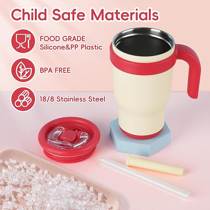 14oz Toddler Sippy Cup Vacuum Insulated Stainless Steel Kids Cup with Handle, Spill-Proof Straw, Leak-Proof Travel Cup for Home or On-the-Go