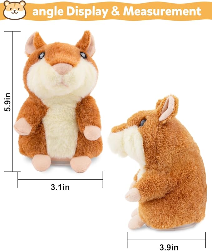 Ayeboovi Toddler Toys Talking Hamster Repeats What You Say Interactive Fun Kids Toys for Ages 2-4 Birthday Gift | Stuffed Animals Autism Toy Gifts for 2 3 4 5+ Year Old Girls Boys