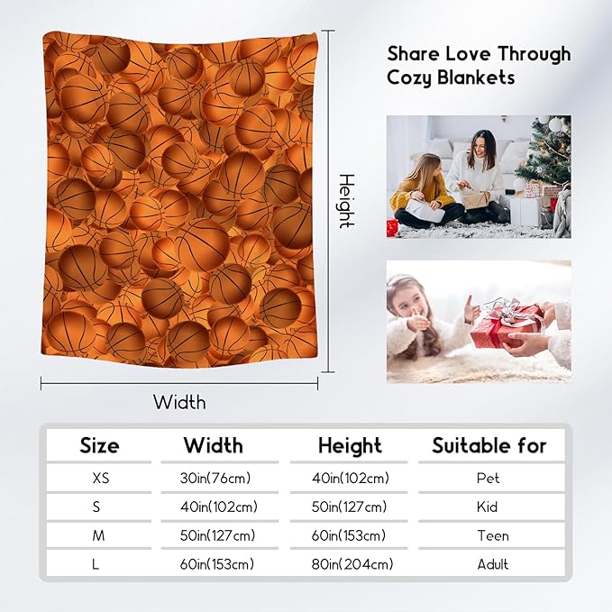 Basketball Gifts for Boys, Basketball Blanket for Girls Boys, Sport Throw Blankets for Player, Kids Throws for Couch Sofa, Fleece Plush Throws Present Ideas (30x40 Inch)
