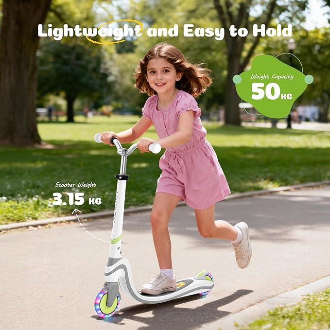 Scooter for Kids with Light-Up Wheels & Deck, Adjustable Heights 2 Wheel Kick Scooters for Kids 5-7, Toddler Scooters with 4 Lighting Mode Deck