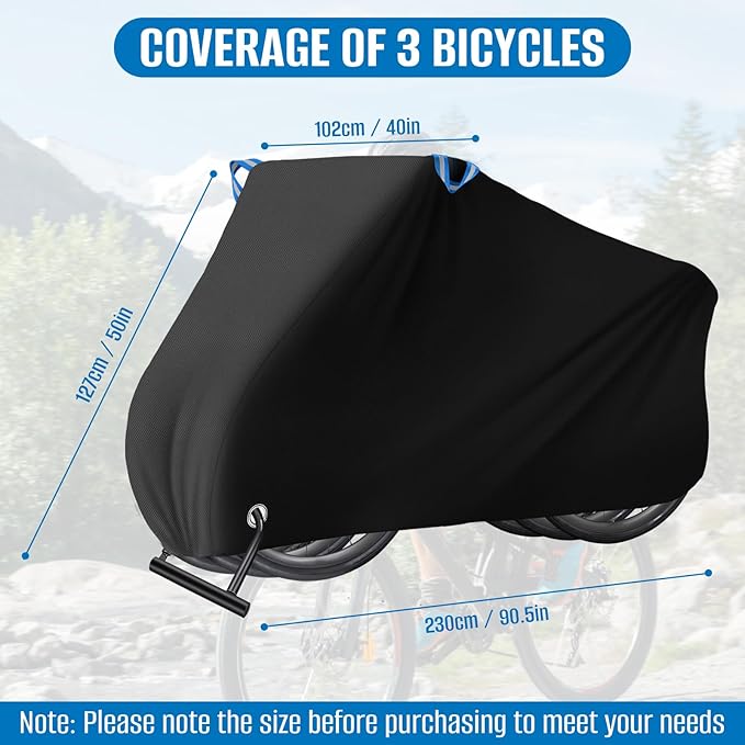 SIRUITON Bike Cover for Transport 3 Bike-Heavy Duty 420D Travel Bike Covers, Outdoor Strong UV Protection & Windproof, Waterproof Bicycle Rack Covers for Car, Truck, RV, SUV.