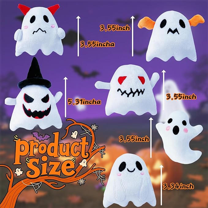 18PCS Halloween Plush Toy Bulk Ghost Plush,Halloween Ghost Stuffed Animal,Trick or Treat Supplies,Goodie Bag Fillers, Party Favors Gifts