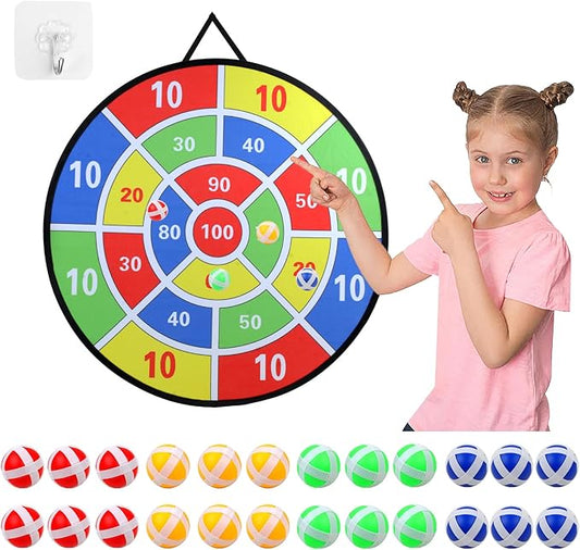 29" Kids Dart Board Game Set, Large Dart Board Toys with 24 Sticky Balls, Sticky Dart Board Indoor Outdoor Sport Fun Party Game Toys for Kids Boys Girls Ages 3 4 5 6 7 8 9 10