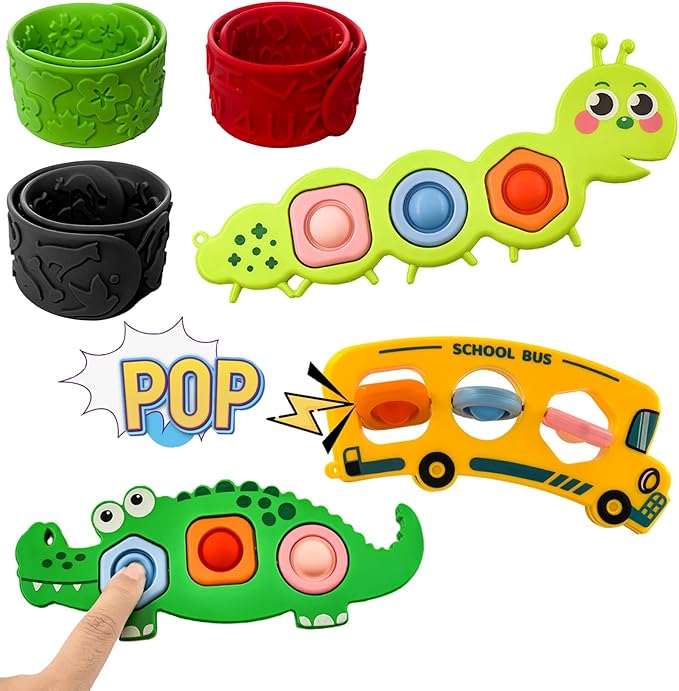 6Pc Fidget Popper Toys for Kids Sensory Strips Sensory Push and Popping Bubbles Montessori Busy Toy, Textured Suction Sensory Toys for with Autism, Pop for Classroom Gifts for Kids