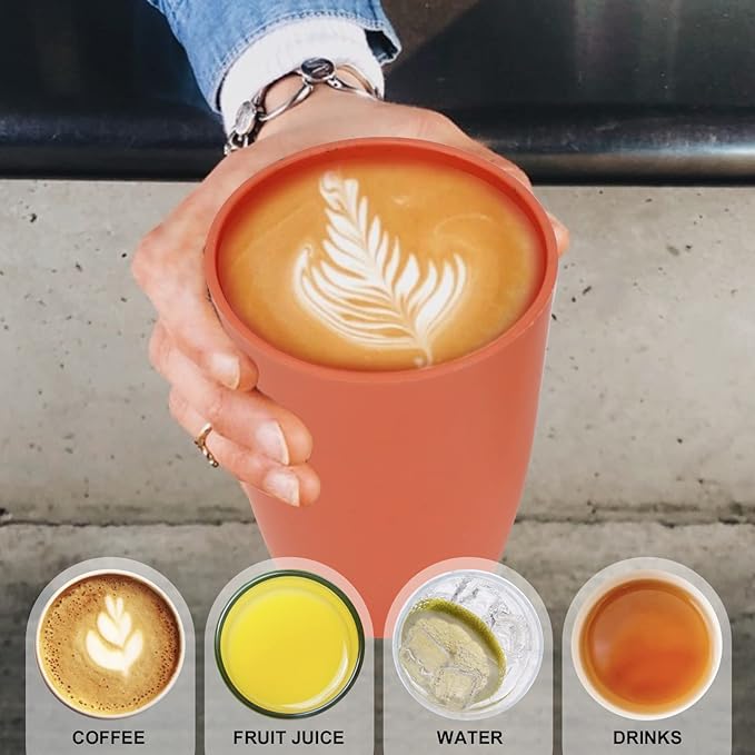 Wheat Straw Cups 6 PCS Good Alternative to Plastic Reusable Cups 12 oz Unbreakable Drinking Cup Reusable Dishwasher Safe Water Plastic Glasses Orange