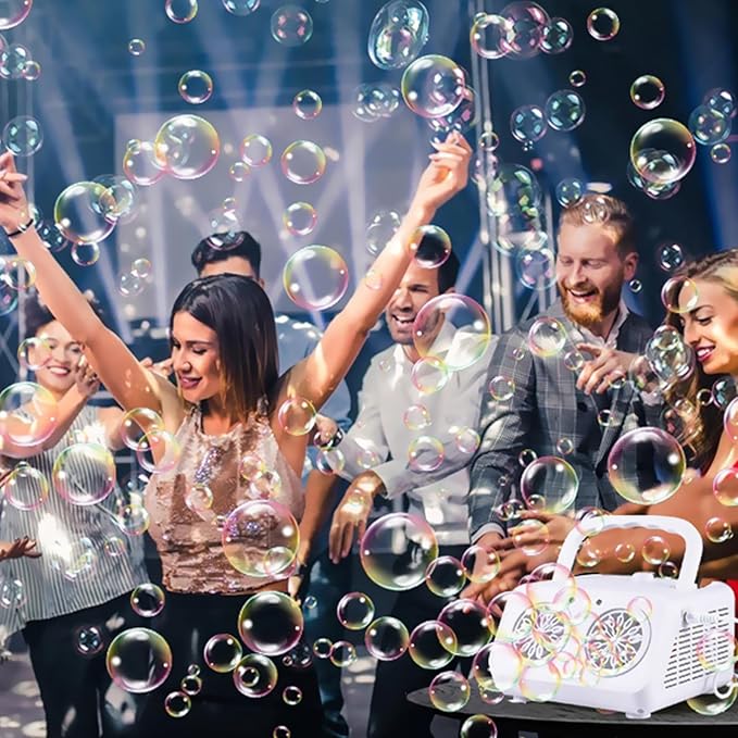 Bubble Machine Portable Bubble Maker for Kids with 2 Fans,Plug in or Battery Operated Bubble Blower,20000+ Bubbles Per Minute for Outdoor Wedding Birthday Halloween
