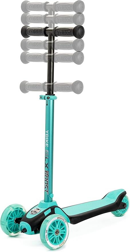 YBIKE GLX Boost Scooter with Adjustable Steering and Handlebar Height for Kids