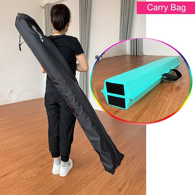 Balance Beam - Folding Floor Gymnastics Equipment for Kids, Non Slip Base - 6 FT to 10 FT for Home Gym Use