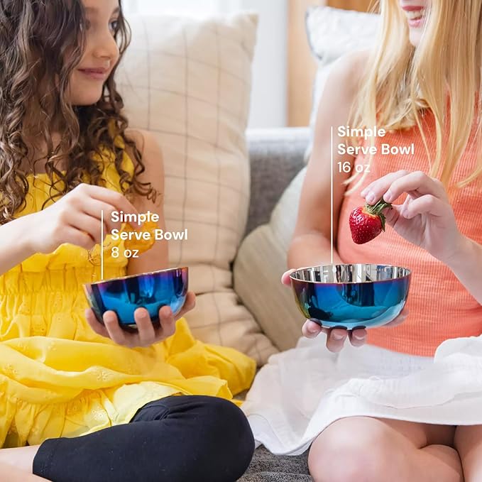 Ahimsa Stainless Steel Kids Dishes, Pediatrician Designed Complete 5 Piece Kids Plates and Bowls Set, Non Toxic & Unbreakable Stainless Steel Plate, Cup and Kid Utensils, Rainbow