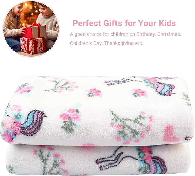 Viviland Kids Throw Blanket, Unicorn Print Blankets for Girls, Warm Lightweight Plush Throw Blanket Unicorn Fleece for Sofa Chair Couch Bed, for Kids, 50" x 60"