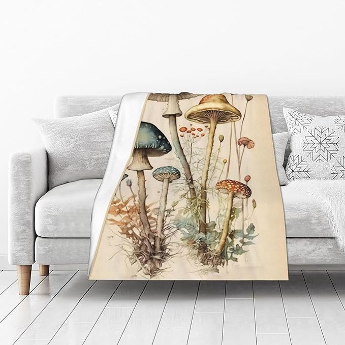 Mushroom Blanket Mushrooms Throw Blankets Plush Cozy Flannel Fleece Ultra Soft Fuzzy Party Blanket Gifts for Girls Women Kids Adult 50"X40"