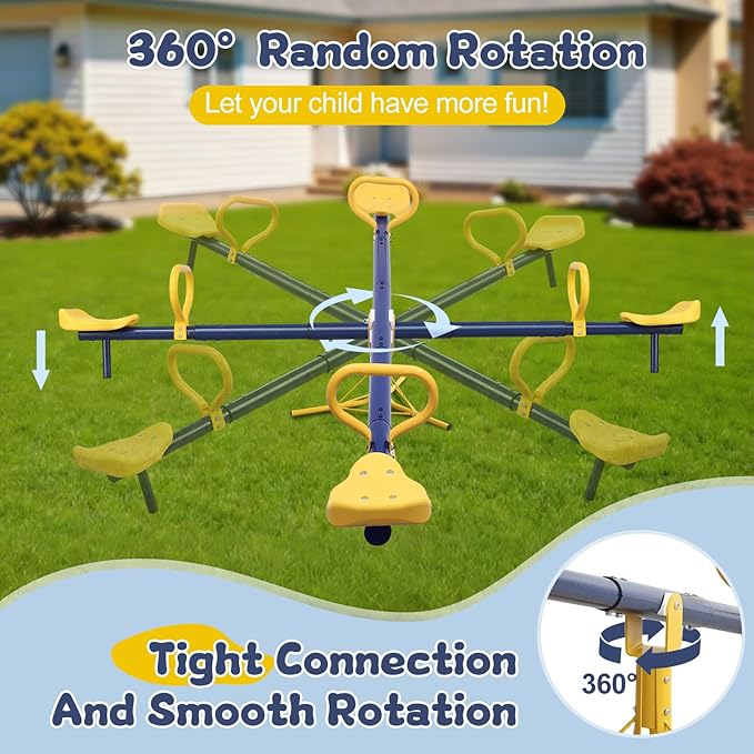 Seesaw for Kids Outdoor for Ages 3-8,68.5 inch Teeter Totter Sit and Spin Outdoor Toys Swiveling 360 Degrees Rotating for Children Age 3 4 5 6 7 8 Courtyard Park Playground Balcony