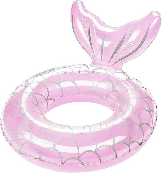 HeySplash Pool Floats Kids, Inflatable Swimming Ring Mermaid Tail Shaped Swim Tube Floaties, Summer Water Fun Beach Party Swimming Pool Toys for Kids Children Water Activities, Pink