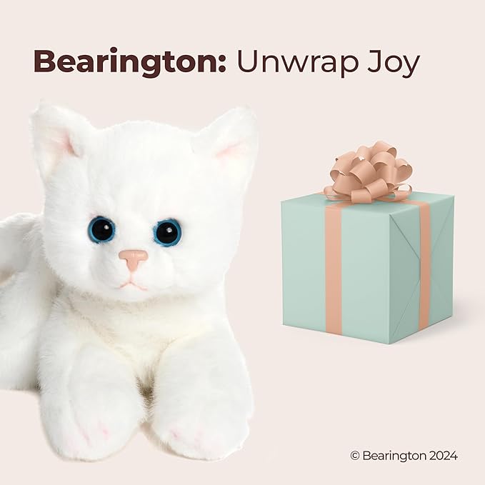 Bearington Lil' Muffin Small Plush Stuffed Animal White Cat, Kitten 8 inch