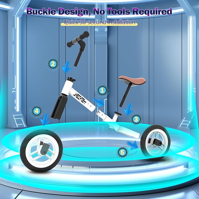 Colorful Lighting Balance Bike 2 Year Old, 2-5 Year Old Toddler Balance Bike, No Pedal Bikes with Adjustable Handlebar & Seat, 2 3 4 5 Year Old Boy Girls Birthday Gifts Toys.