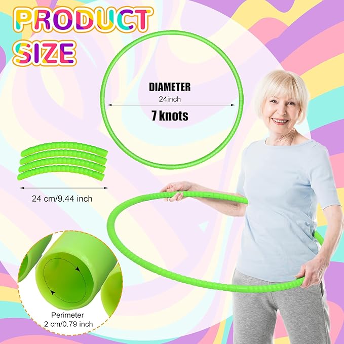 Sratte 12 Pcs Toy Hoop for Kid Detachable Adjustable Toy Hoop Colored Hoop Exercise Ring Plastic Circle for Kid Teen Gymnastics Dog Agility Equipment, Require Self Assembly(Stylish Colors, 24 Inch)