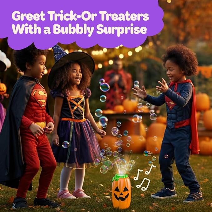 Move2Play, Halloween Bubble Machine | Indoor or Outdoor Decoration That Includes Spooky Sound Effects, Lights, and Bubbles | Halloween Party Decor | Toy for Toddlers, Kids, Adults