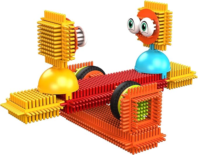 Contixo 144 pcs Bristle Shape 3D STEM Building Toys, Construction Learning Stacking Educational Block, Creativity Beyond Imagination, Inspirational, Safe & Durable, Recreational Toy for Kids Ages 3-8