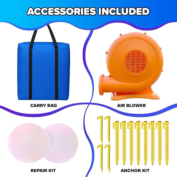 Sportspower™ My 1st Jump N Play™ Inflatable Bounce House with Large Slide & Anchors, Ages 3-8, Heavy Duty, ASTM Certified, on Included Blower