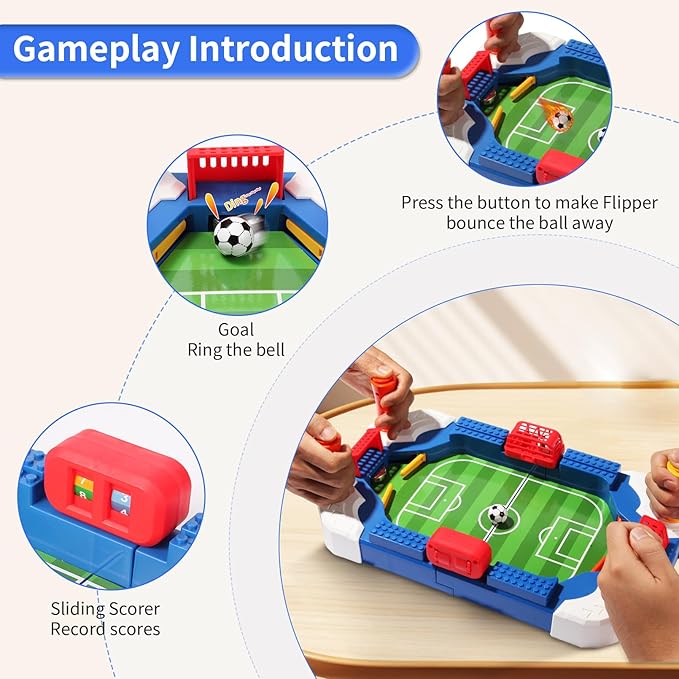 Foosball Table Soccer Board Game for Kids, Mini Football Games Set Gifts Toys for Indoor Sports Family Playroom Party Game Interactive Birthday Sports Gift for Boys Girls 3 4 5 6 7 8-12