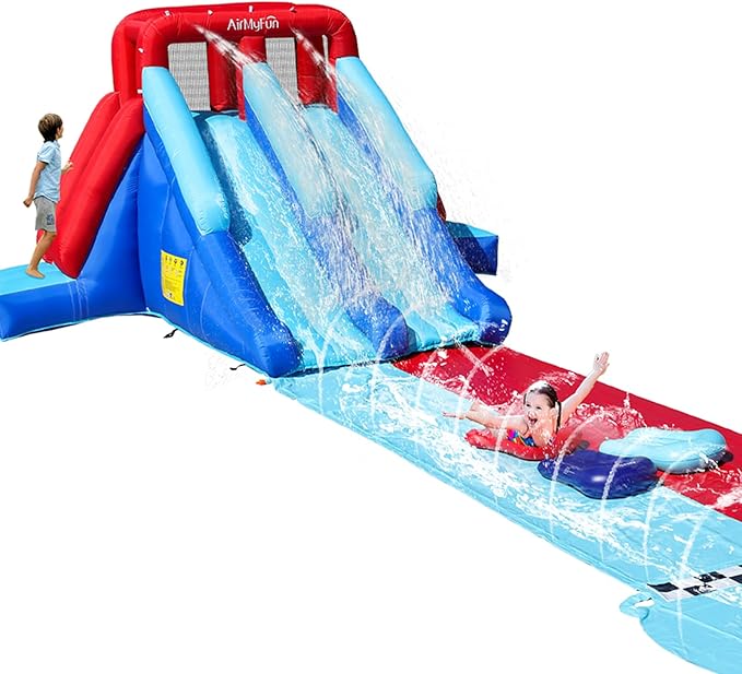 AirMyFun Inflatable Bounce House with Double Slide, Kids & Adults Water Slides for Outdoor Fun