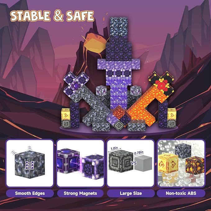 Magnetic Blocks Building Toys - 108PCS Magnet Building Blocks Set Construction Cubes STEM Sensory Stacking Kids Toys for Age 3-5, 4-8, 8-12