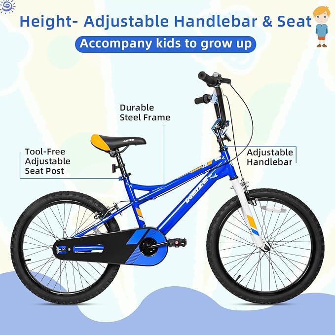 WEIZE Kids Bike,14 16 20 Inch Children Bicycle for Boys Girls Ages 3-12 Years Old, Rider Height 32-60 Inch, Coaster Brake, Multiple Color Options