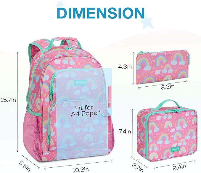 mommore Kids Backpack for Boys Girls Preschool Kindergarten Backpacks Lightweight Elementary School Bookbag with Lunch Box