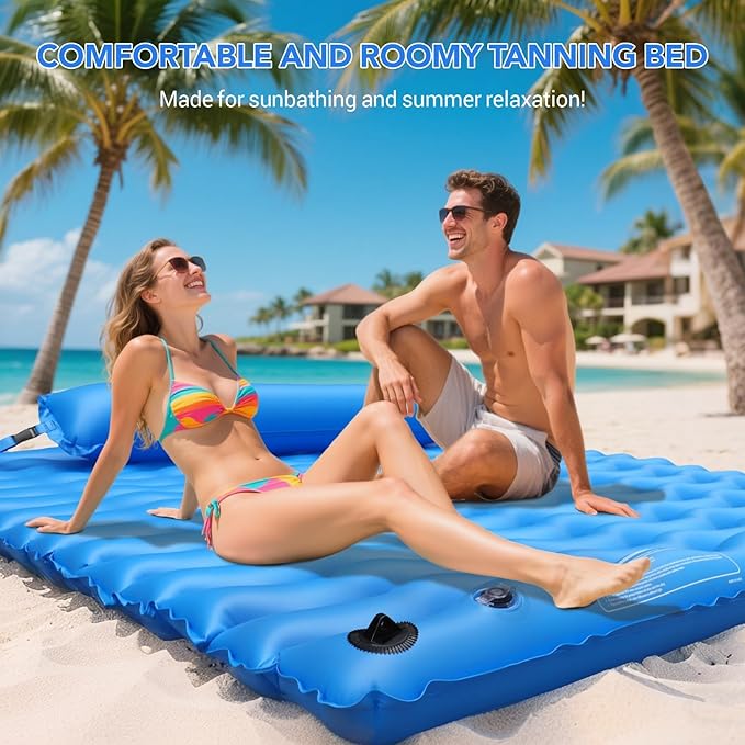 2-Person Inflatable Pool Float Adult, 71'' x 71'' Large Pool Lounger Float River Tube with Headrest, Adult Heavy Duty Pool Floats Mat for Swimming Pool, Raft for Pool Party, Lake, Beach, River