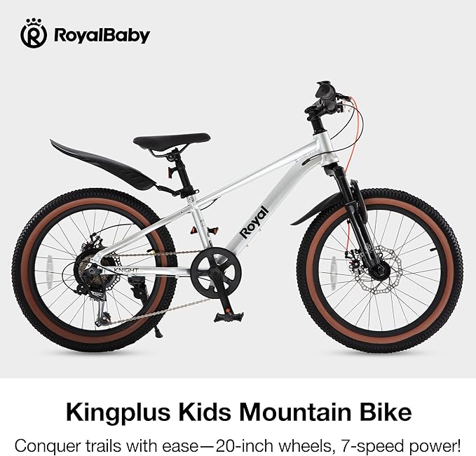 RoyalBaby Kids Mountain Bike for Boys and Girls, Ultra-Light Aluminum 20-24 Inch Wheel Bicycle for 6-14 Years Old Children, 7/21-Speeds Drivetrain