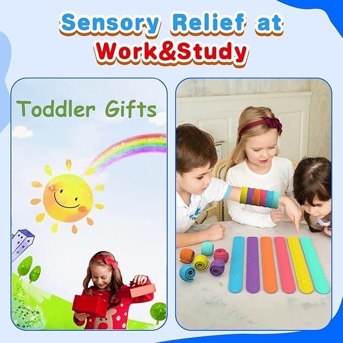 6Pc Fidget Popper Toys for Kids Sensory Strips Sensory Push and Popping Bubbles Montessori Busy Toy, Textured Suction Sensory Toys for with Autism, Pop for Classroom Gifts for Kids