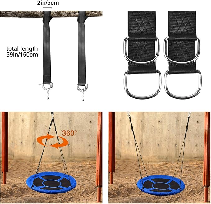 RedSwing 43" Flying Saucer Swing for Kids Outdoor, Large Round Tire Swings for Trees and Swingset, Strong Heavy Duty for Outside Playground, 500LBS Weight Capacity, Blue