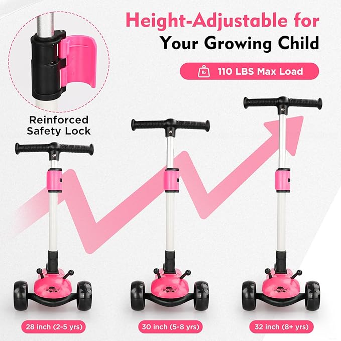 3 Wheel Electric Scooter for Kids Ages 3-12, w/Full Body Lights Up, DIY Stickers, 3 Adjustable Heights, 5Mph Safe Speed, 90min Riding, BLISSRIDE Foldable Kids Electric Scooter for Boys & Girls