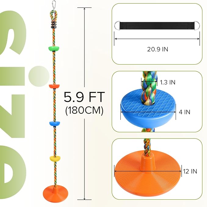 ZNCMRR Tree Swing for Kids Rope Swing for Tree Climbing Rope for Kids Heavy Duty Disc Swings for Kid Outdoor Playground Accessories Swing Set Accessories Swingset Accessories Outdoor(Orange)