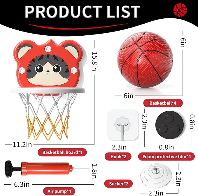 Toddler Basketball Hoop Indoor Toys Gifts for 3 4 5 Year Old Boys Kids, Indoor Mini Basketball Hoop for Toddler Kids Boys Ages 3-5 4-6, Ideal 3 4 5 6 Year Old Boy Birthday Gifts