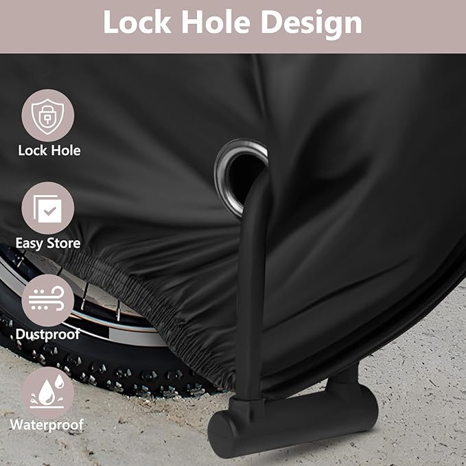 AKEfit Adult Tricycle Cover, Bike Covers Outdoor Storage Waterproof Cover for Electric Trike, With Windproof Buckle and Lock Hole, 75"L x 30"W x 44"H, Black