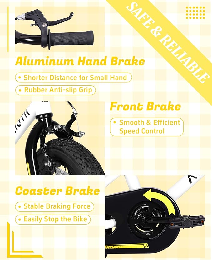 12 14 16 20 Inch Kids Bike BMX Style Bicycle with Training Wheels for 2-14 Years Old Toddlers Boys Girls Coaster Brake Multiple Colors