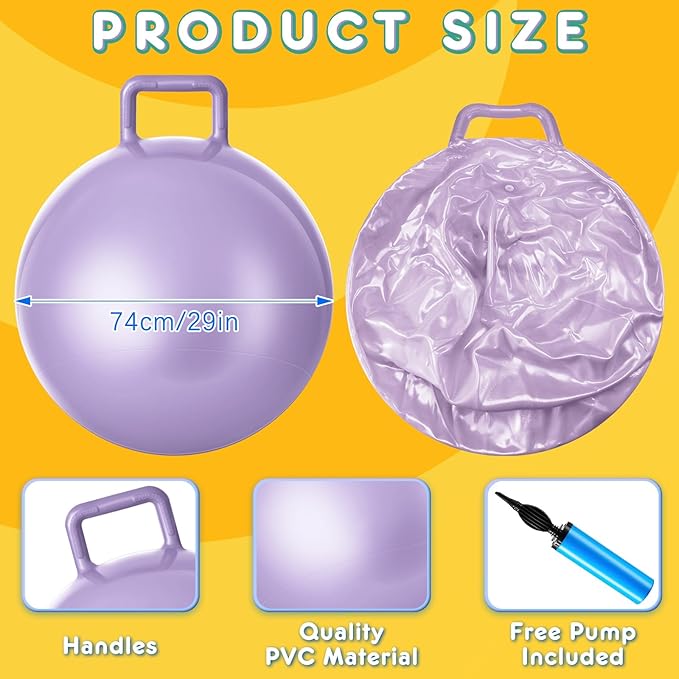 Lewtemi 6 Pcs Hopper Ball Carnival Outdoor Games 32 Inch Jumping Hopping Inflatable Bouncing Ball with Handle and Air Pump for Kids Sport Exercise(Morandi Color)