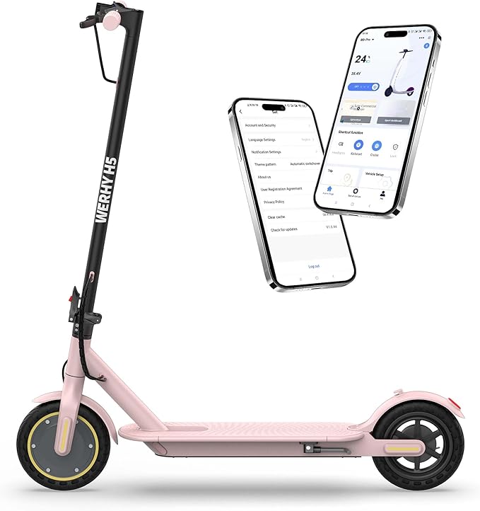 Electric Scooter, 350W/500W Powerful Motor, 19/22 MPH Max Speed, 15/21/28 Miles Range, with 8.5"/10" Solid Tires, Lightweight Foldable Kick Scooter with Dual Braking Systems, Smart APP, Cruise Control