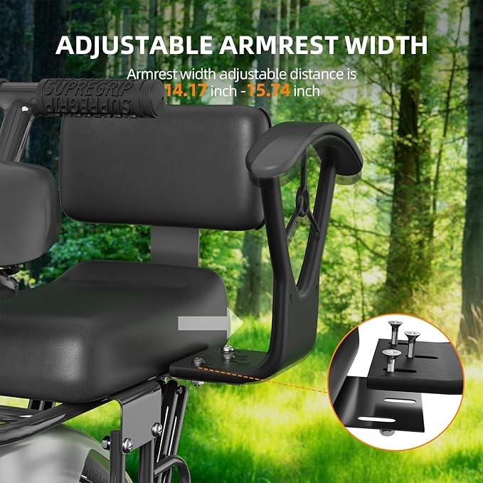 Rear Child Bike Seat,Rear Mounted Child Bike Seats,Back Mount Child Seat with Back Rest Armrest Foot Pedals,Width Adjustable Bicycle Rear Seat,Fits All Bicycle Rear Frames