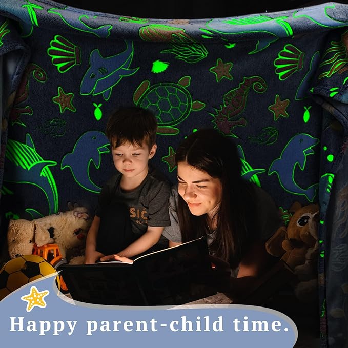 obinsm Glow in The Dark Blanket for Boys & Toddlers