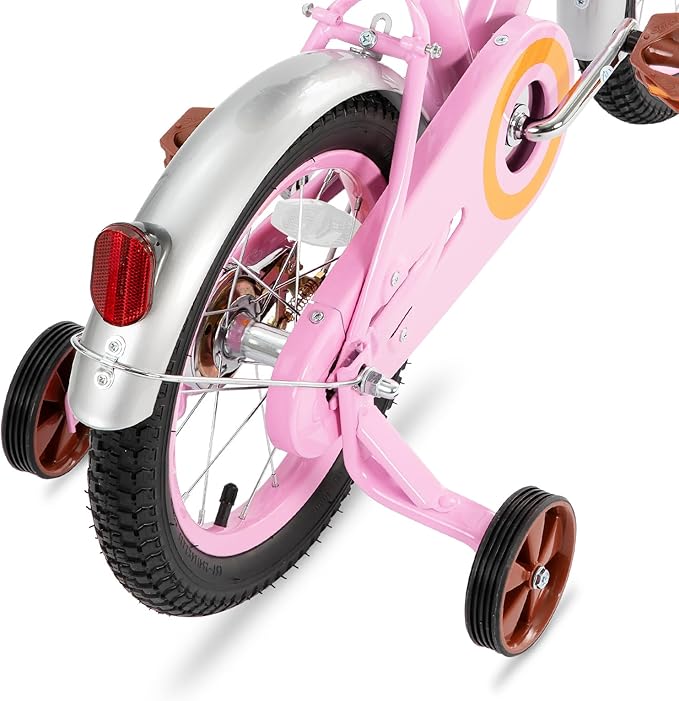 JOYSTAR Vintage Kids Bike with Training Wheels & Basket, 12 14 16 Inch Girls Bike for 2-7 Years Old, Children Bicycles, Multiple Colors