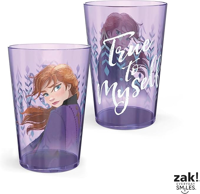 Zak Designs 14.5oz Disney Frozen 2 Nesting Tumbler Set Includes Durable Plastic Cups, Fun Drinkware is Perfect for Kids, 4pk (14.5oz, Anna & Elsa & Olaf)
