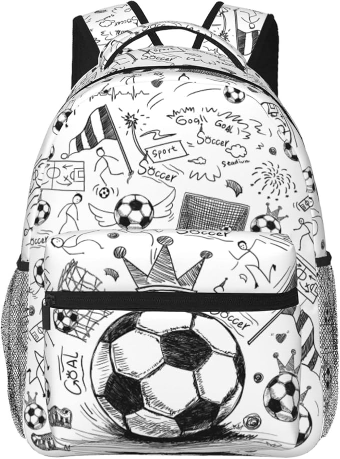 Soccer Backpack 16 Inch Football School Backpacks 3D Print Lightweight Ball Bookbag Casual Sport Daypack Travel Bag for Kids Girls Boys Men Gifts