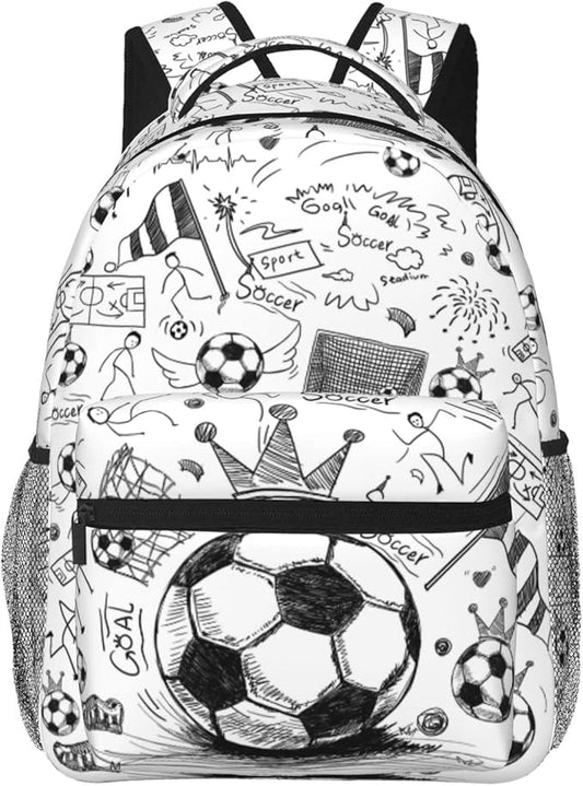 Soccer Backpack 16 Inch Football School Backpacks 3D Print Lightweight Ball Bookbag Casual Sport Daypack Travel Bag for Kids Girls Boys Men Gifts