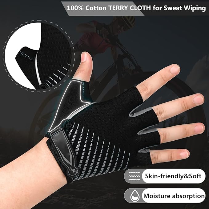 BIKINGMOREOK Bike Cycling Gloves for Men Women,Non-Slip Breathable 5MM Gel Pads DH Mountain Road Bicycle Gloves for MTB Biking Cycling,Workout Sports